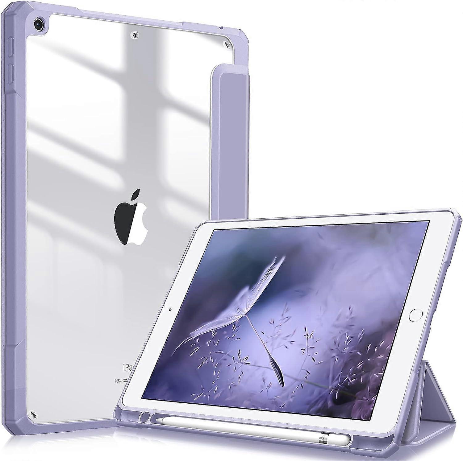 Case Compatible with iPad 9th/8th/7th Generation (2021/2020/2019 Model, 10.2 inch) - Shockproof Cover with Clear Back Shell w/Pencil Holder, Auto Wake