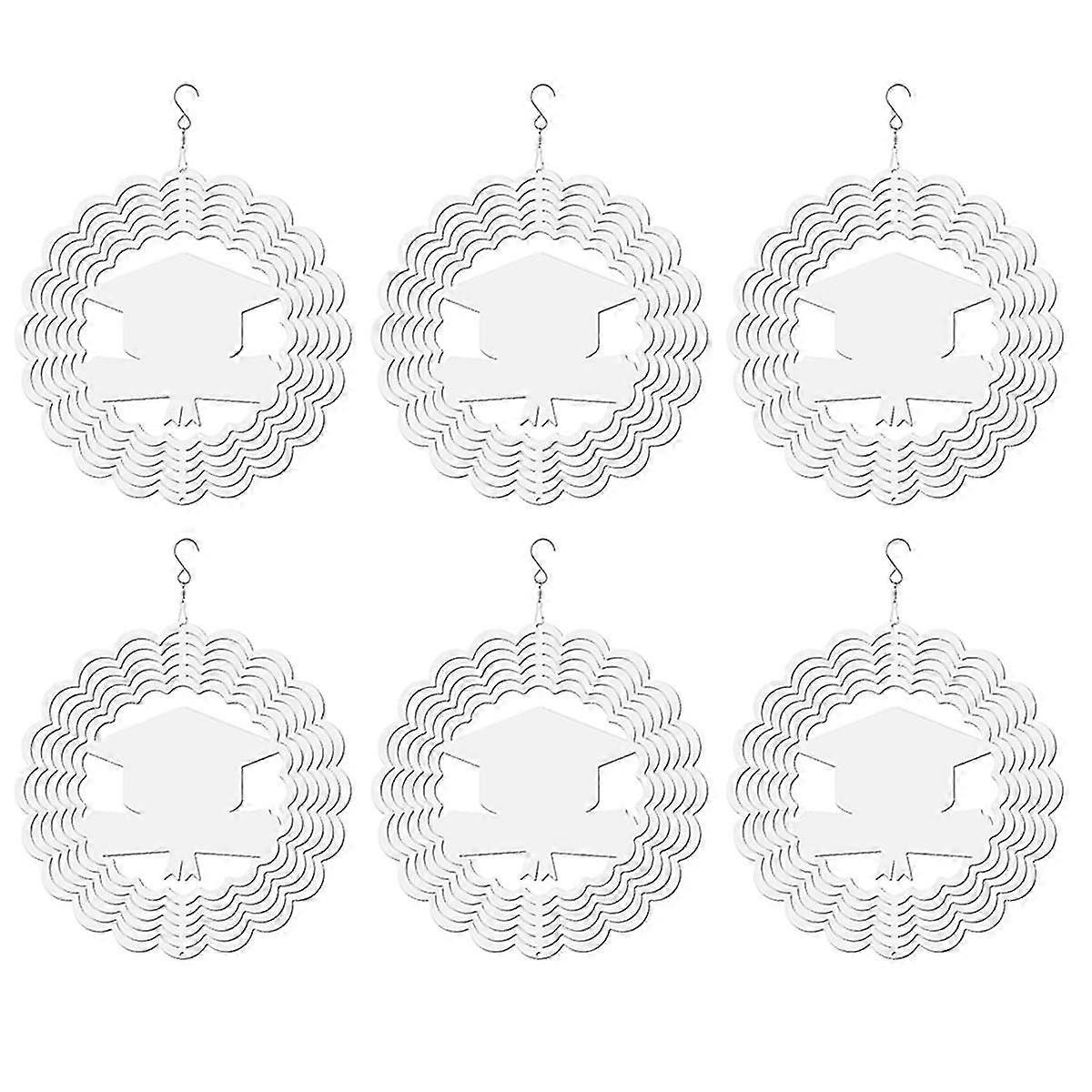 6Pcs Graduation Season 8 Inch Sublimation Wind Spinner Blanks 3D Wind Spinners Hanging Wind Spinners for Outdoor Garden