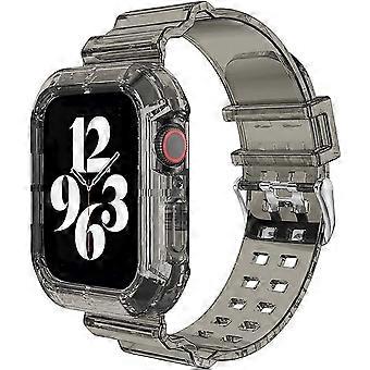 TPU Strap Compatible Apple Watch Strap 45mm Black Clear Adjustable Strap Strap for iWatch Series 7 6 5 4 3 2 1 SE Unisex BLACK