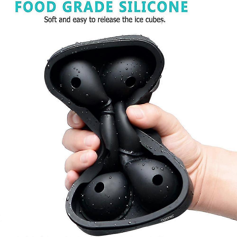 Silicone Ice Cube Mold Ice Ball Mold,round Ice Cubes 2pack ,black+red