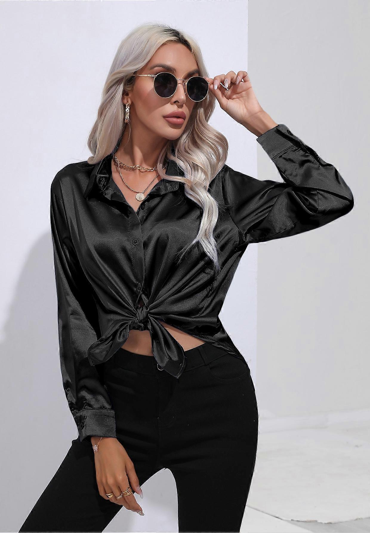 1ks Tričko dámské satén--Černá--S