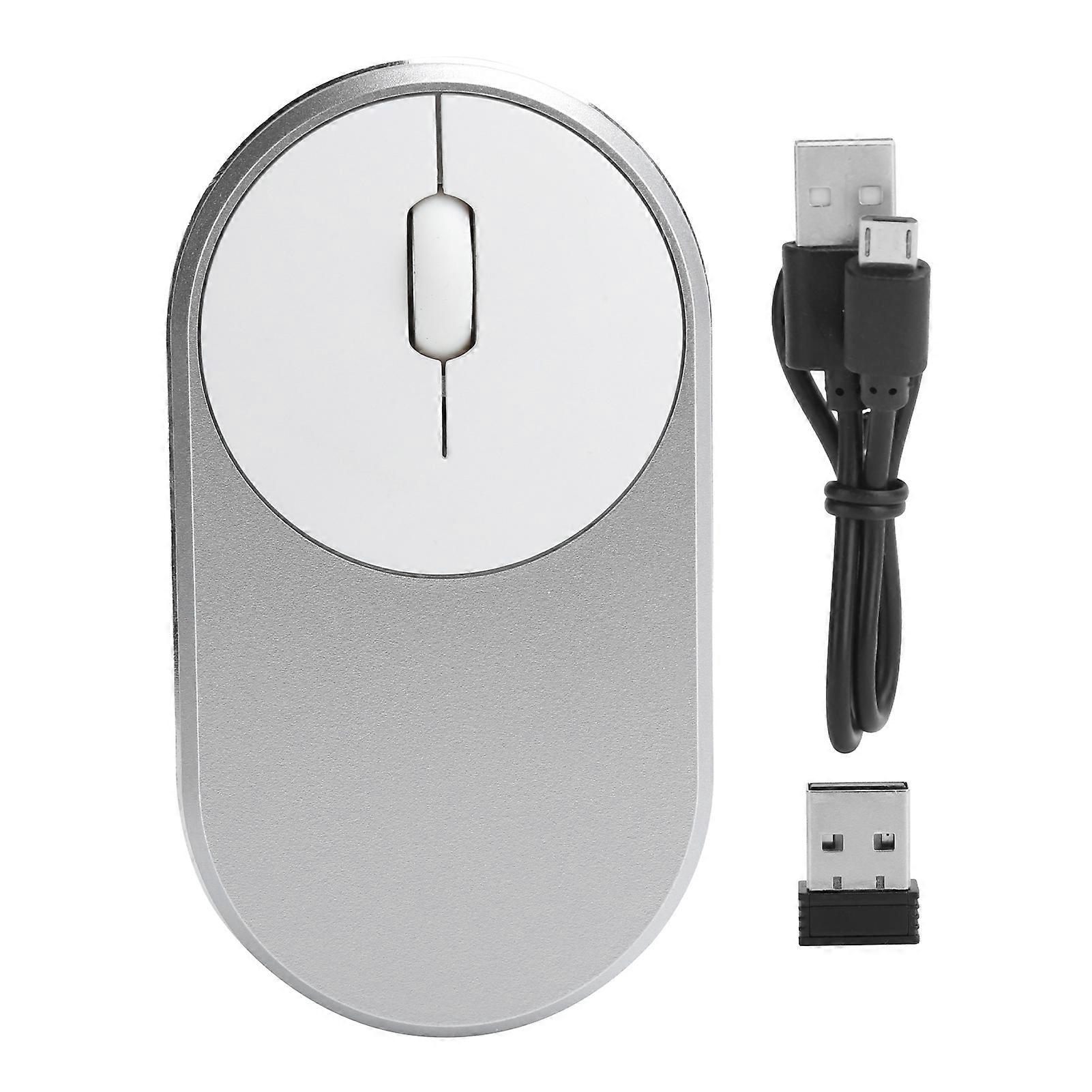 2.4Ghz Wireless Mouse Chargeable Bluetooth Optical USB Plugin Notebook Office Accessories(Silver Gray ) YEMMA