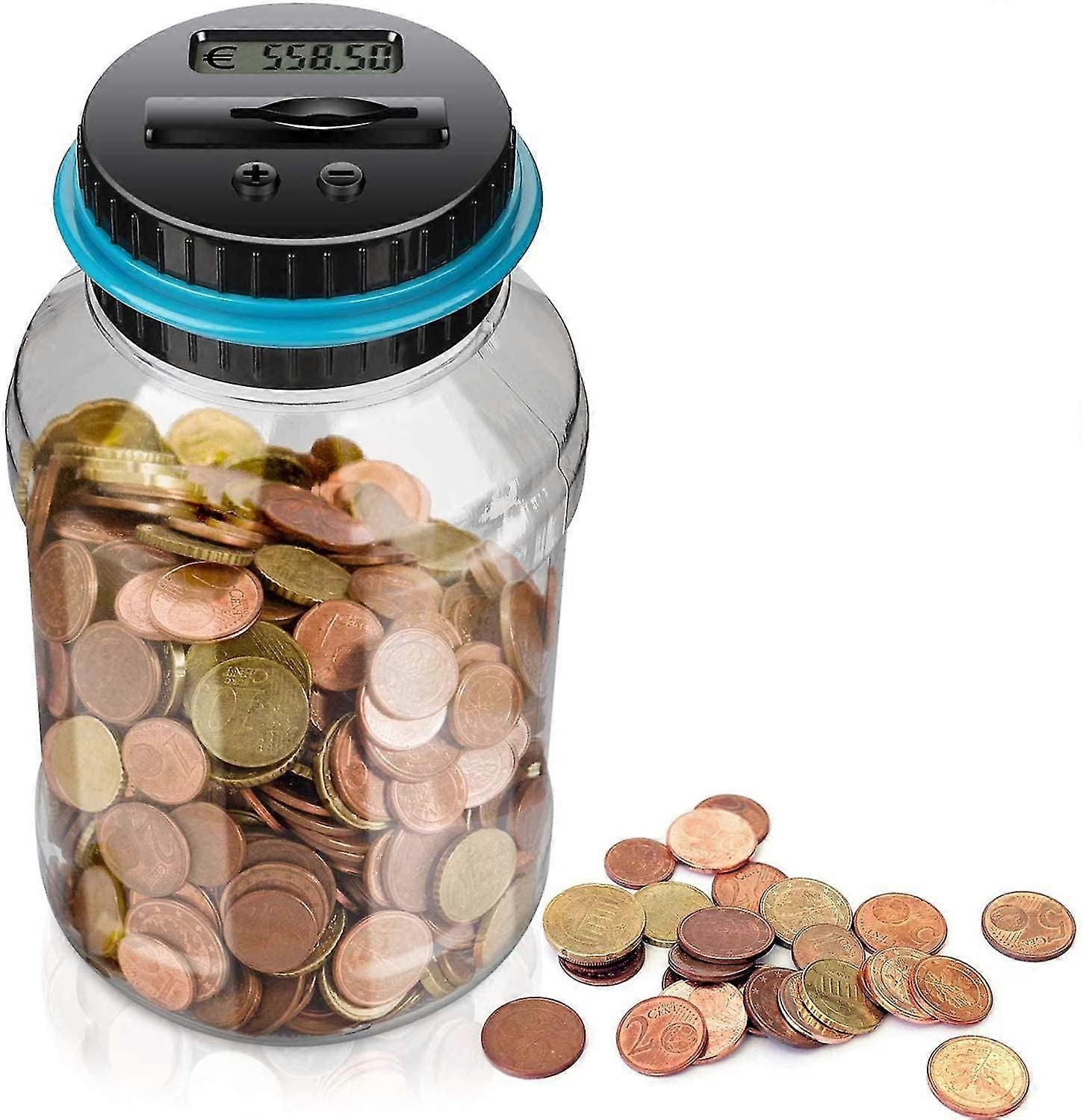 Counting Piggy Bank, 1.5l Piggy Bank, Automatic Coin Counting Box