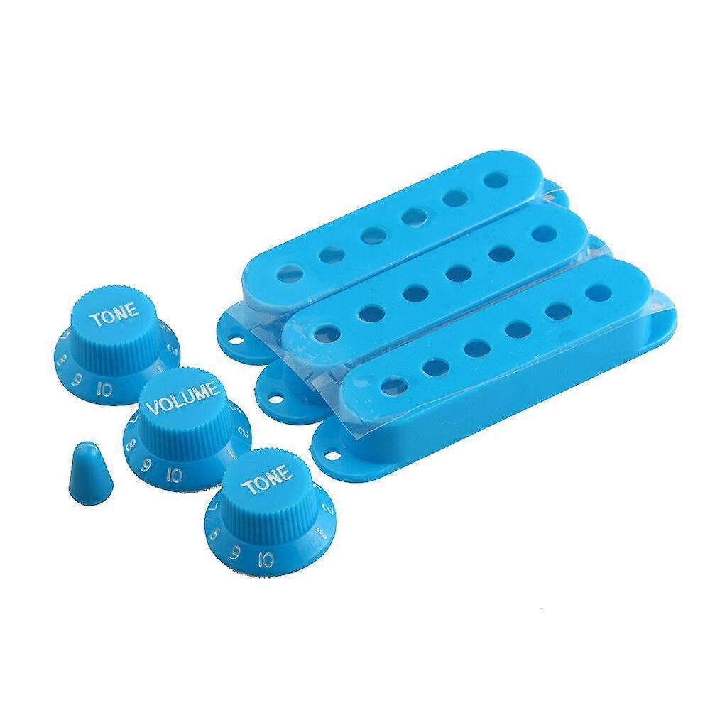 Replacment Blue Covers and Knobs Set 3 Covers 1V 2T Switch Tip for Strat Guitar