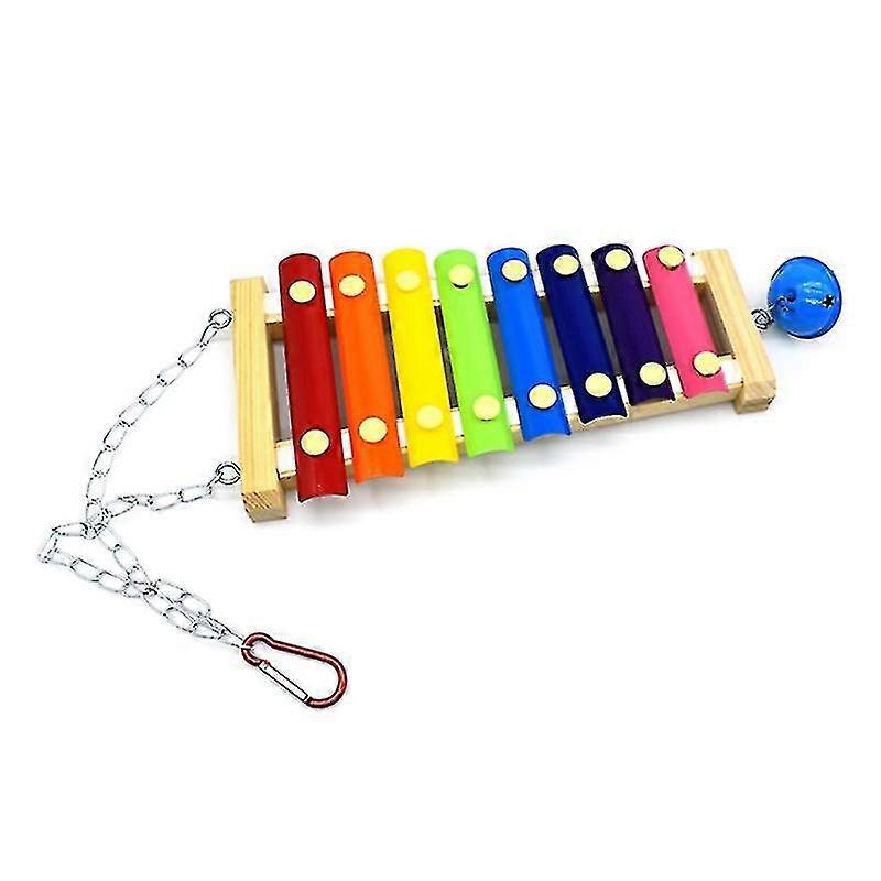 الدجاج لا تشويق الخشب Xylophone الصوت اللعب مع بيل 8 مفاتيح معدنية الحيوانات الأليفة الببغاء الديك الدجاج حظيرة نقر لعبة ديكور