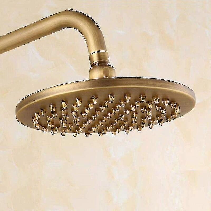 Cabeça de chuveiro de chuva acima de 8 polegadas 20x20cm cabeça redonda, cabeça de chuveiro de cobre, chuveiro de banho de latão apenas chuveiro, 8 polegadas - ouro