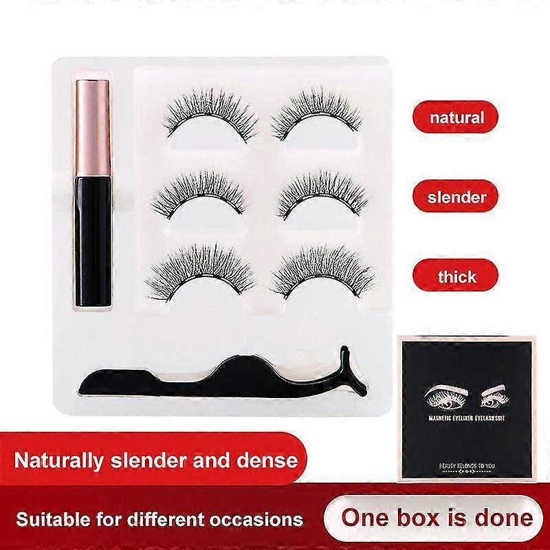 Waterproof Magnetic Eyeliner with Eyelashes and Tweezer 3 Pairs Set Long Lashes