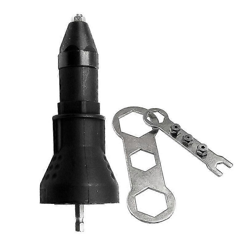 Electric Rivet Nut Gun Rivet Nut Tool Cordless Adapter Rivet Drill Bits Set Nut Gun Insert Threaded(1 pcs, black)
