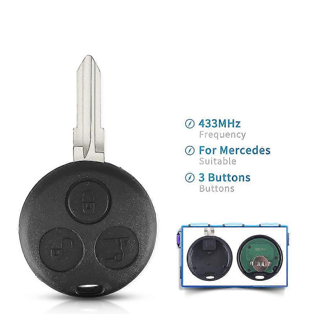 3 Buttons Remote Car Key For Mercedes-benz Smart Smart Fortwo 451 2007 2008 2009 2010 2011 2012 2013 433mhz Id46