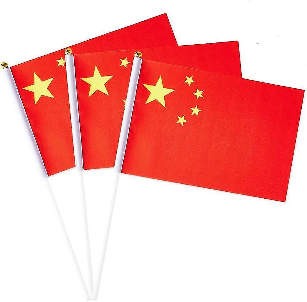 China Flag Chinese Small Stick Mini Hand Held Flags Decorations 1 Dozen (12 pack)