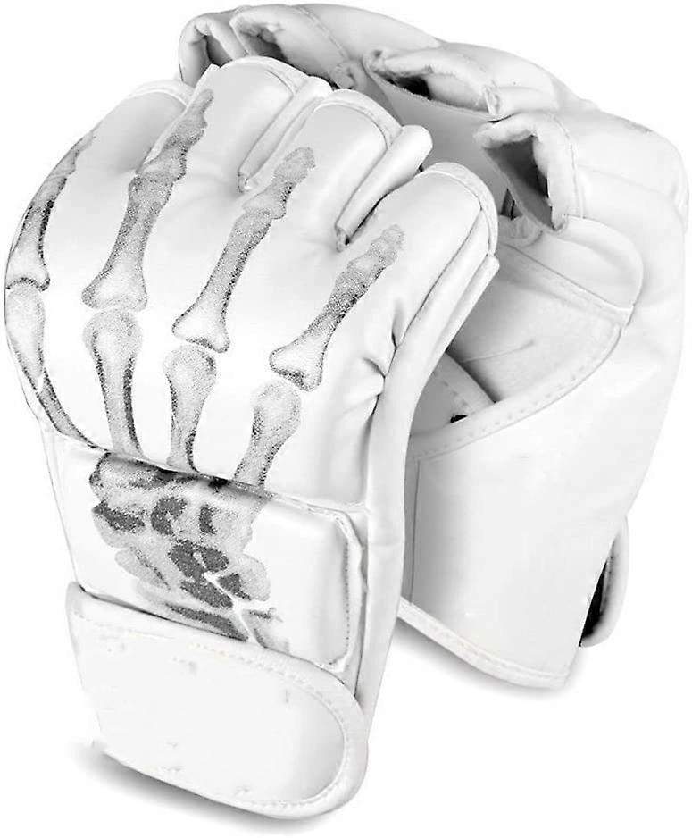 MMAグローブ、ハーフフィンガーボクシングファイトグローブMMAミット、調節可能なリストバンド付きUFCグローブ、サンダスパーリングパンチングバッグトレーニング用(フリーサイズ