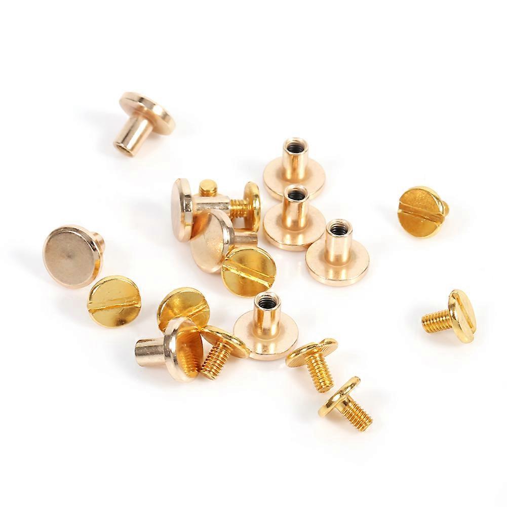 10sets 5/8mm Solid Mässing Knapp Stud Skruv Spik Skruv Skruv För Läder Rivet Bälte DIY Guld