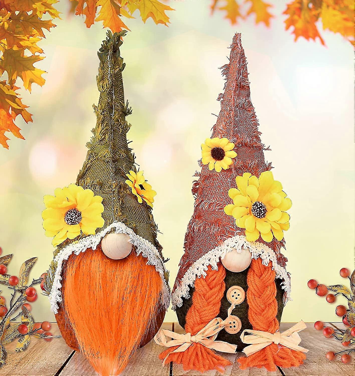 2PCS Fall Gnomes Plush Elf Scandinavian Autumn Tomte Decor