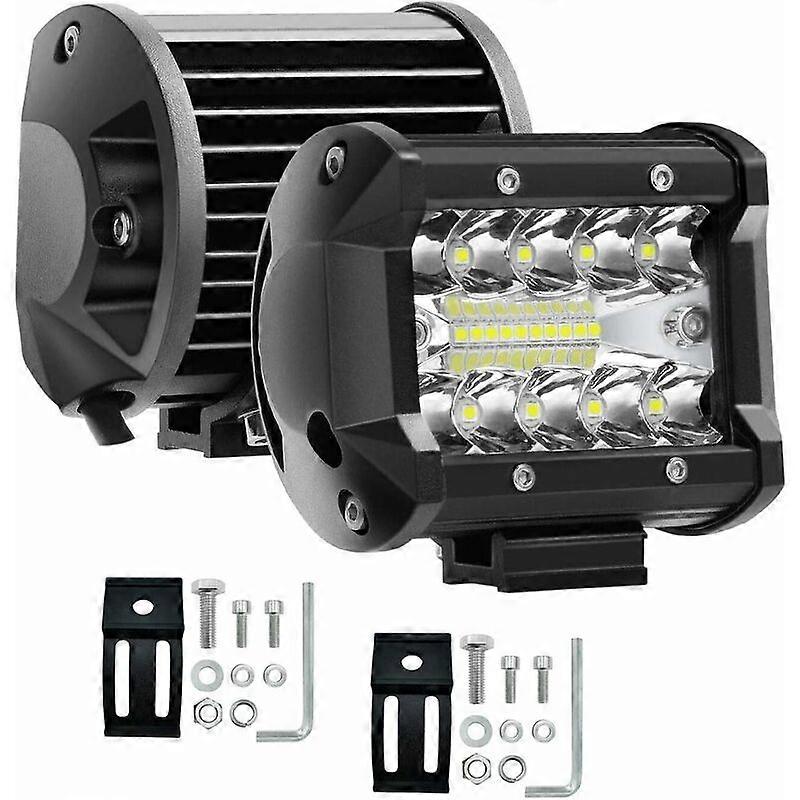 2pcs 10.8cm 60W Triple Row LED Bar Light Bar LED Work Light Bar Spot Flood Combo Beam DC 12V-24V 6000K for Offroad Vehicles 4x4 ATV Utvs (3 Rows 4 Inc