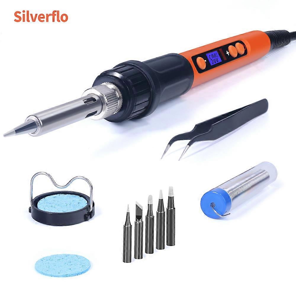 Silverflo Electric soldering iron Kit Set 100W LCD Digital Display Adjustable Temperature Soldering Iron 220V/110V Welding Tools