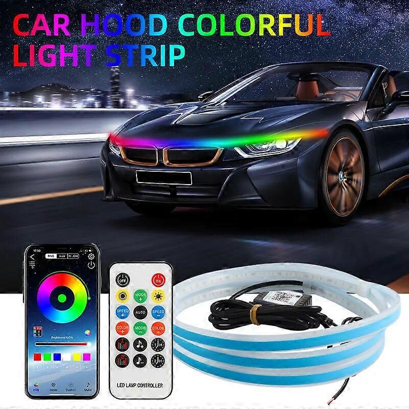 RGB Auto Motorhaube Licht LED Bunt Fließender Scheinwerfer Dekorative Atmospere Lampe Modifizierte Tagfahrlichter APP Fernbedienung