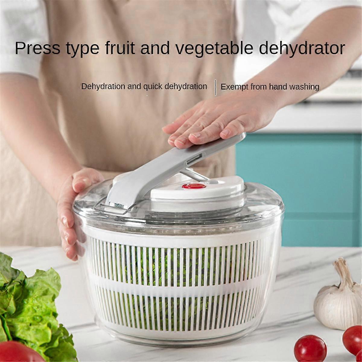 Salad Spinner Manual Lettuce Spinner for Vegetable Prepping, 1-Handed Pump Fruit Spinner Dryer Frui
