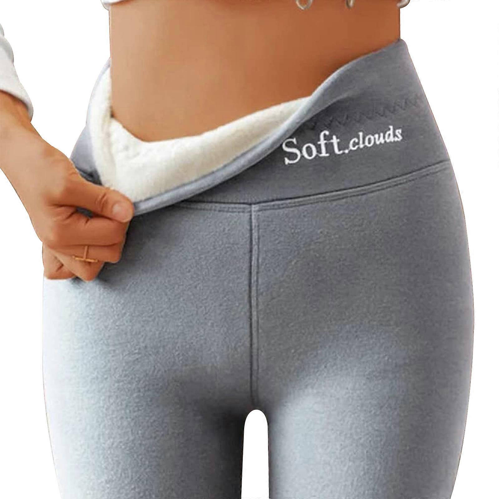 カジュアルウォームウィンターソリッドパンツ、ソフトクラウドフリースレギンス、女性用ウィンターレギンス -L-4XL100% 新品