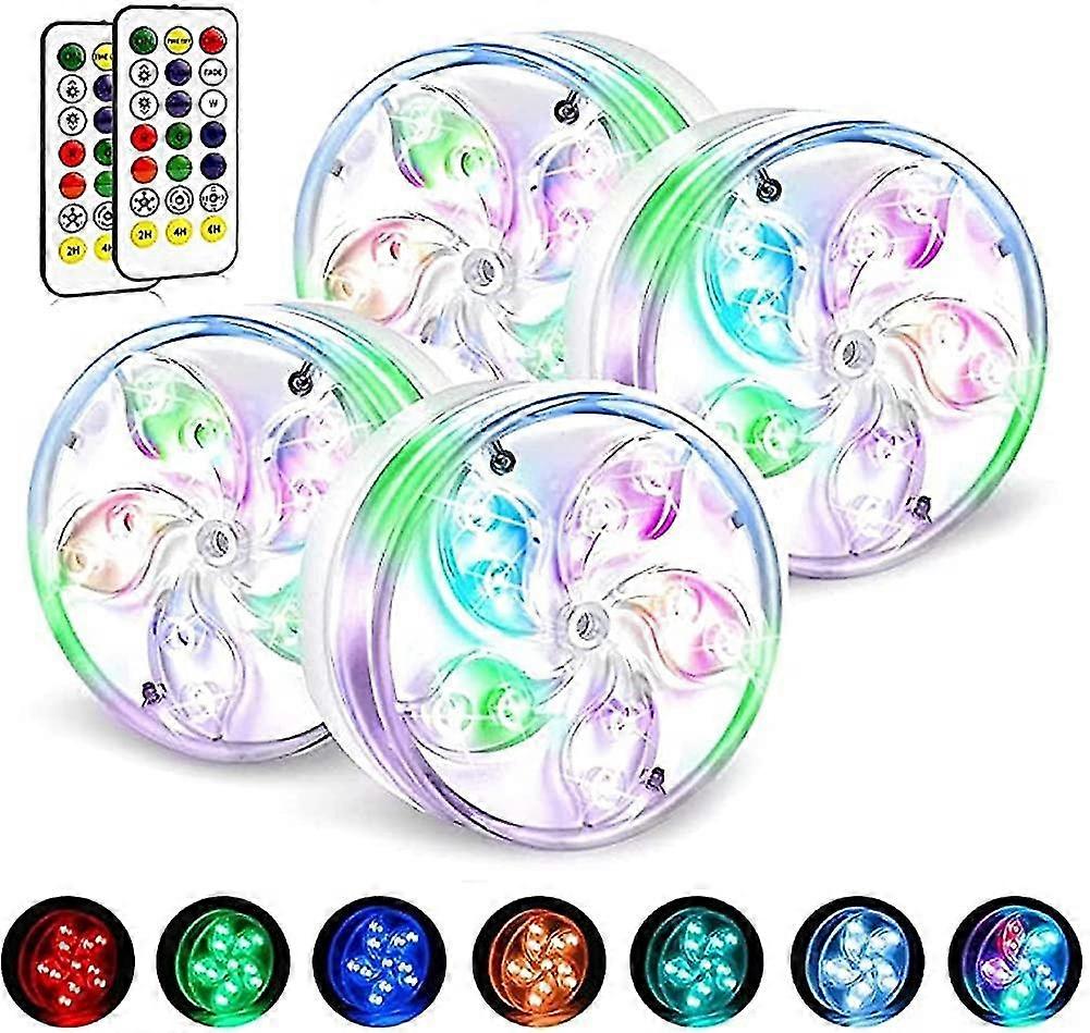Submersible Led Pool Lights With Wireless Remote,suction Cups & Magnets