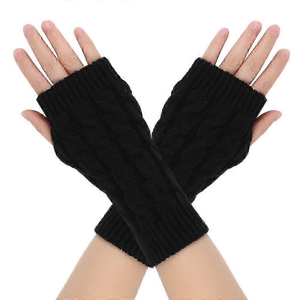 Warm Acrylic Knit Fingerless Gloves for Winter