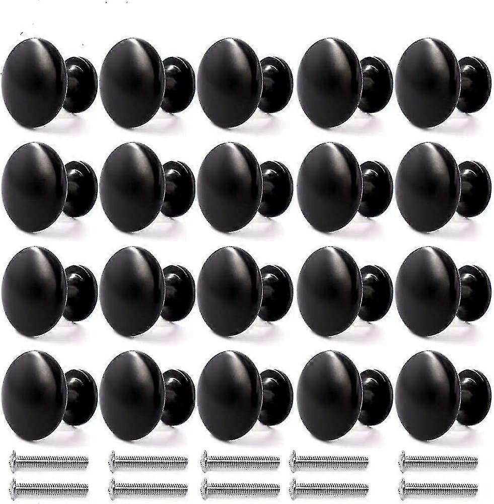 20pcs Door Knobs Drawer Knobs 30mm Vintage Handles Furniture Cabinet Knobs (black)-yvan
