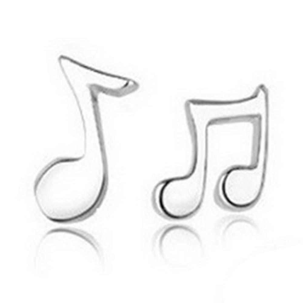 S925 silver polished surface music logo earrings