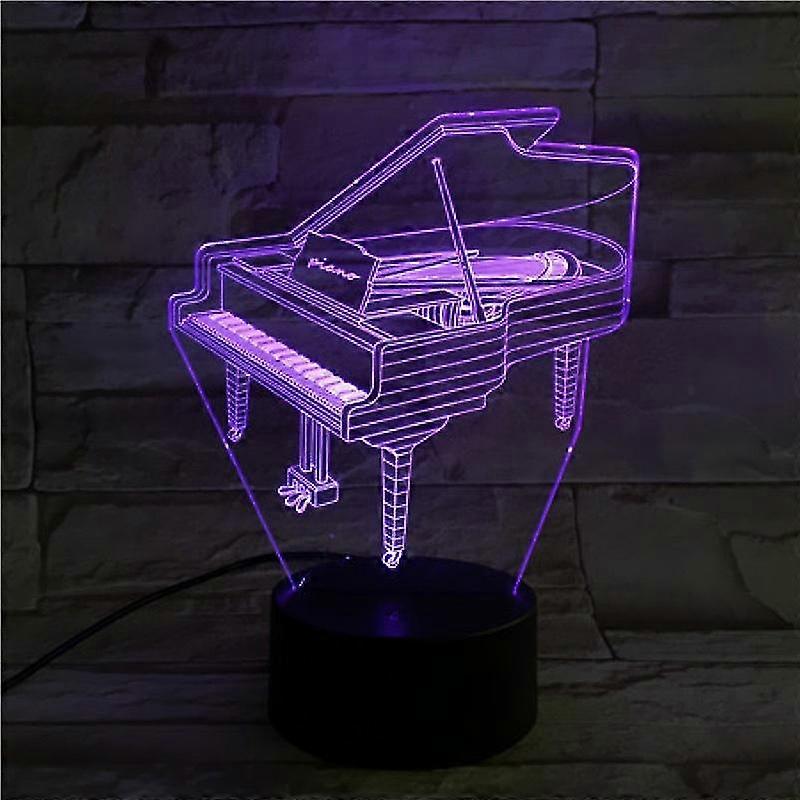 Piano 3d Colorful Color Changing Night Light Bedroom Decoration Touch Light #1
