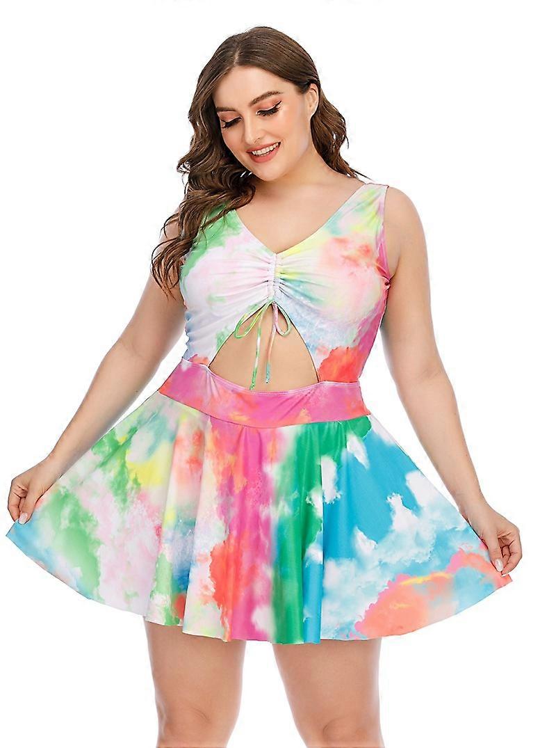 Plus Size Blumenprint Neckholder Bademode Einteilige Bademode