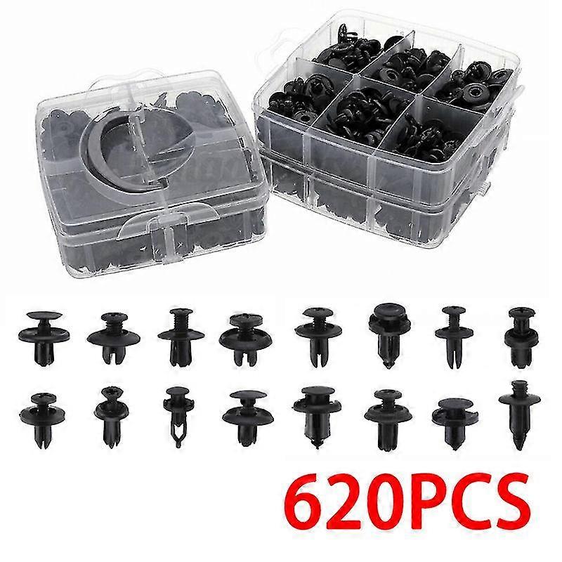 620pcs Car Push Pin Rivet Trim Clips Plastic Panel Fasteners Interior Fixing Tools