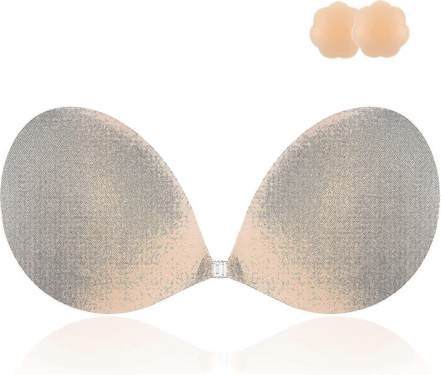 Soutien-gorge adhésif sans bretelles, invisible, push-up, en silicone, pour robe dos nu, avec cache-tétons, couleur chair