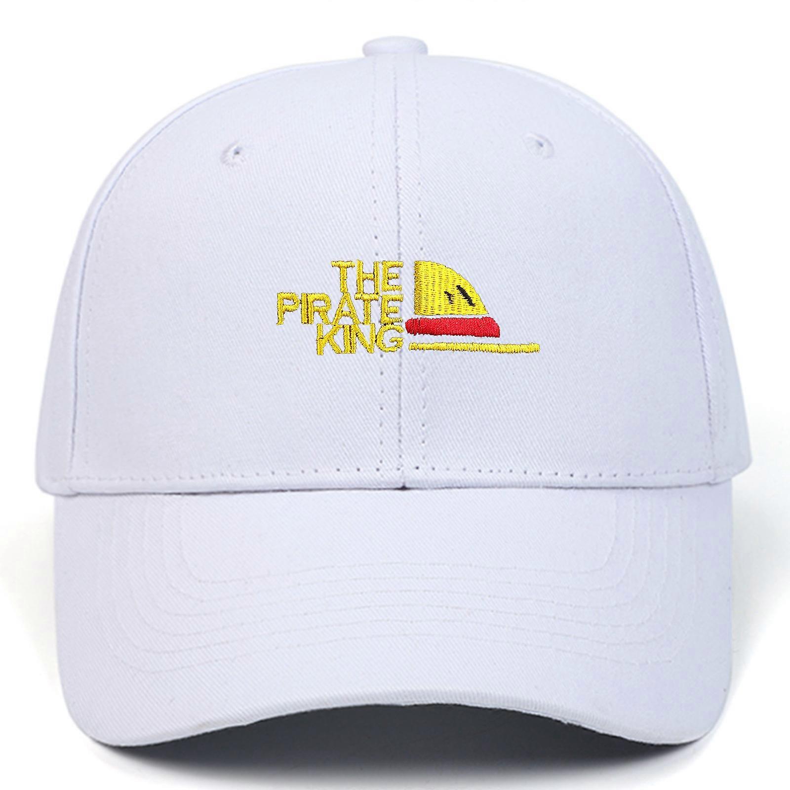 Anime Hat Snapback Baseball Cap Cosplay Flat Bill Embroidered Red Cloud Adjustable Cap for Men and Women, White