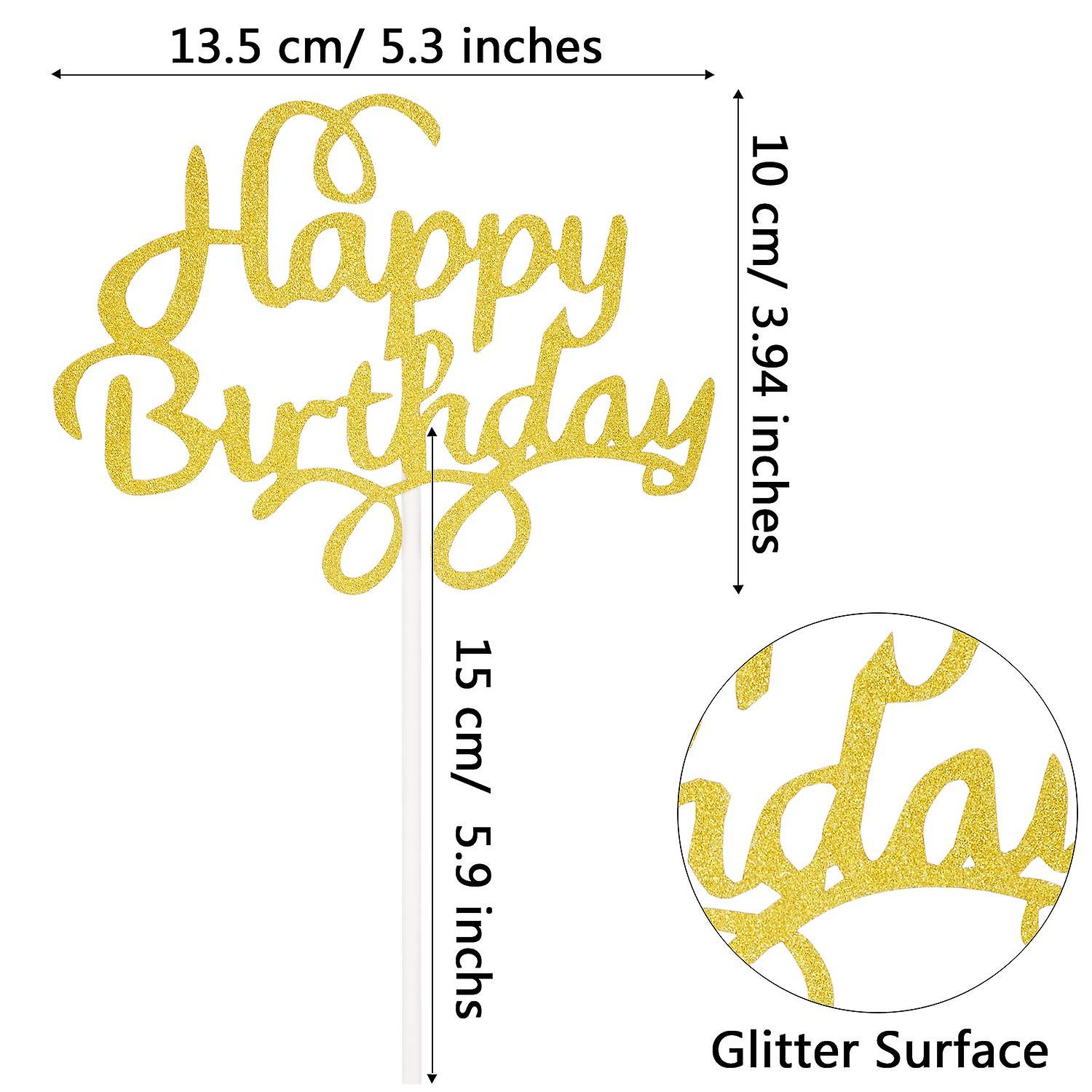 Topper Pour Gâteau Anniversaire Acrylique Or - Décoration "Happy", Brillant, Réutilisable