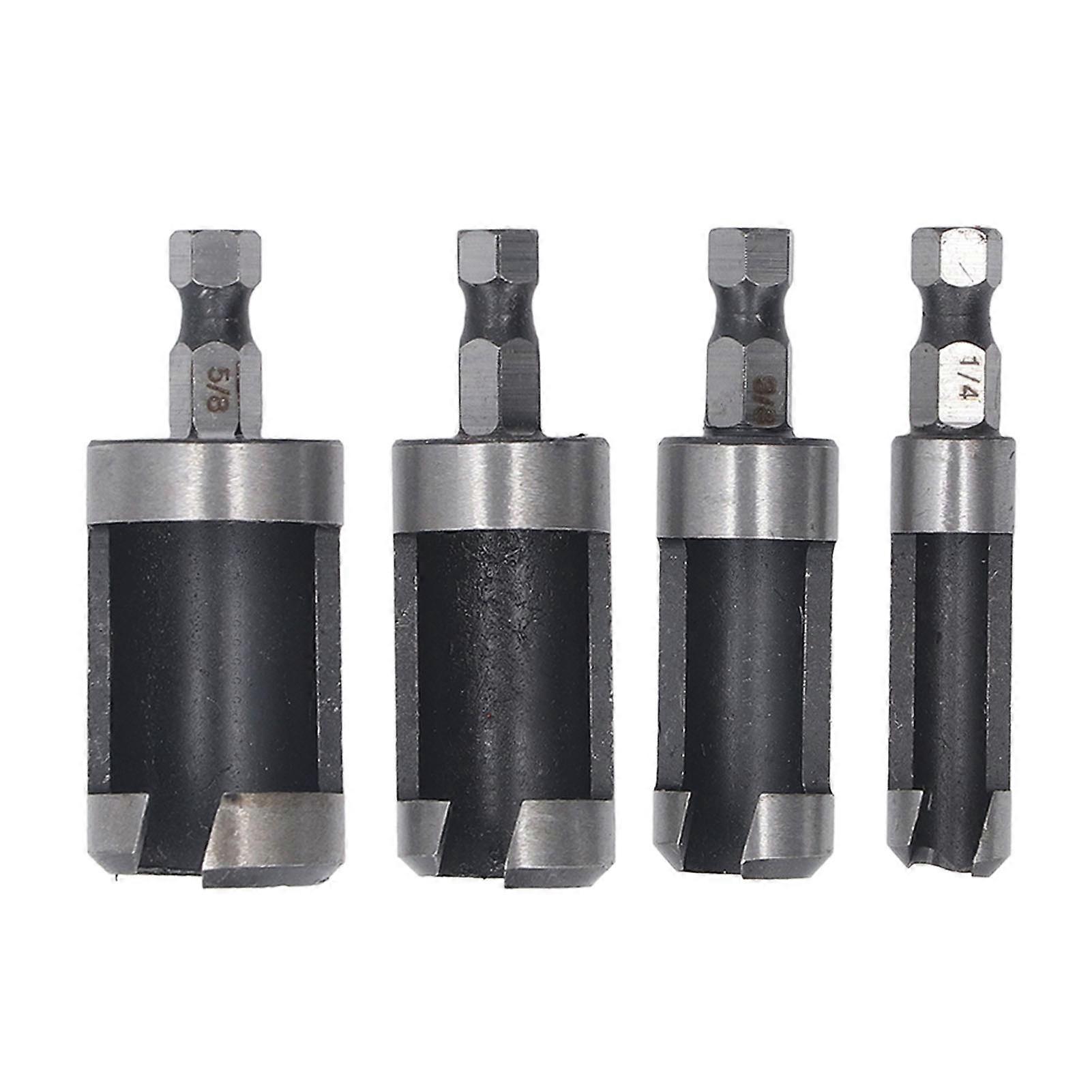 4 Piece Socket Drill Silver Inch Hex Drill 1/4 3/8 1/2 5/8