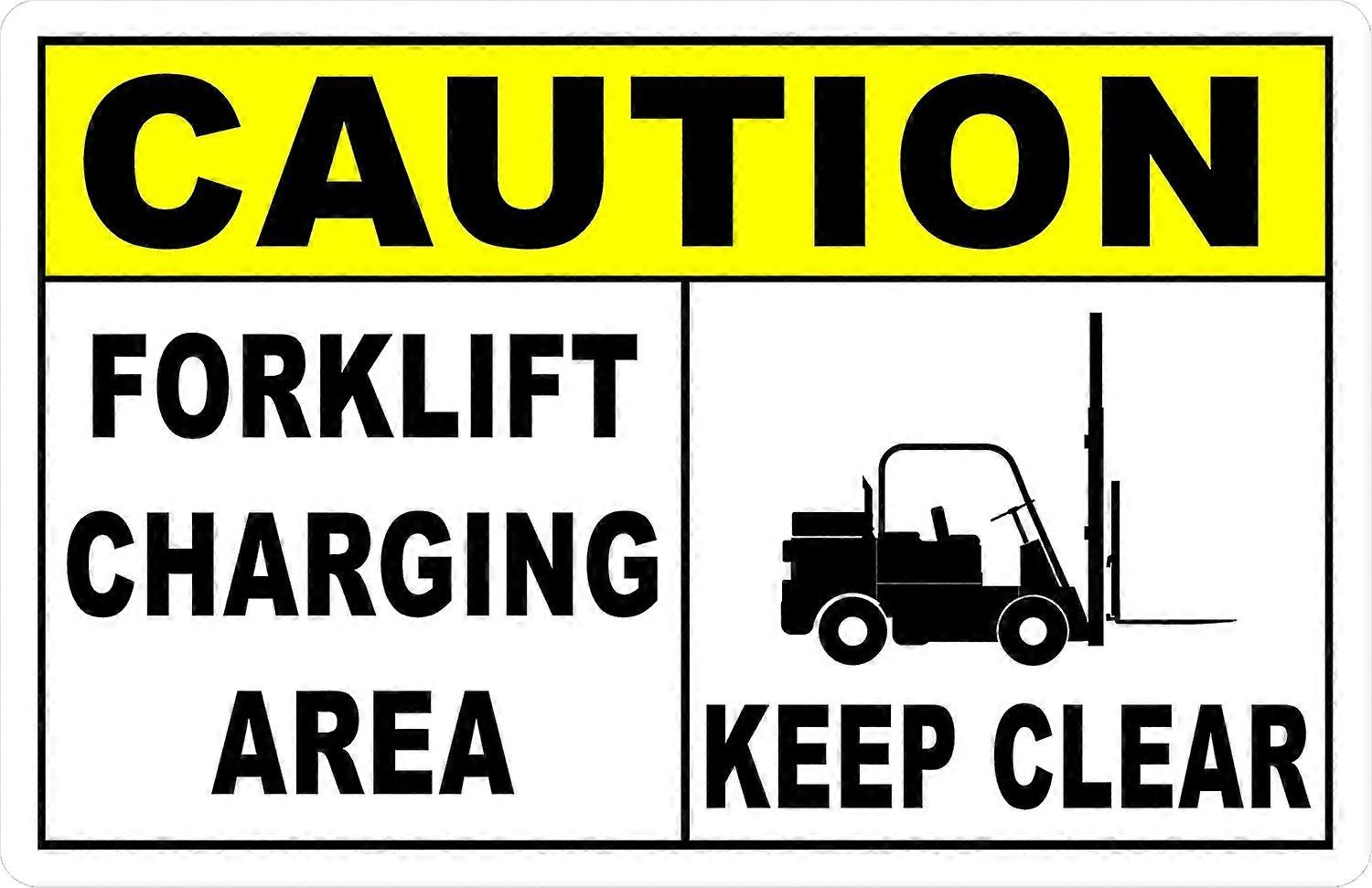 Caution Forklift Charging Area Keep Clear Sign. 8x12 Metal.