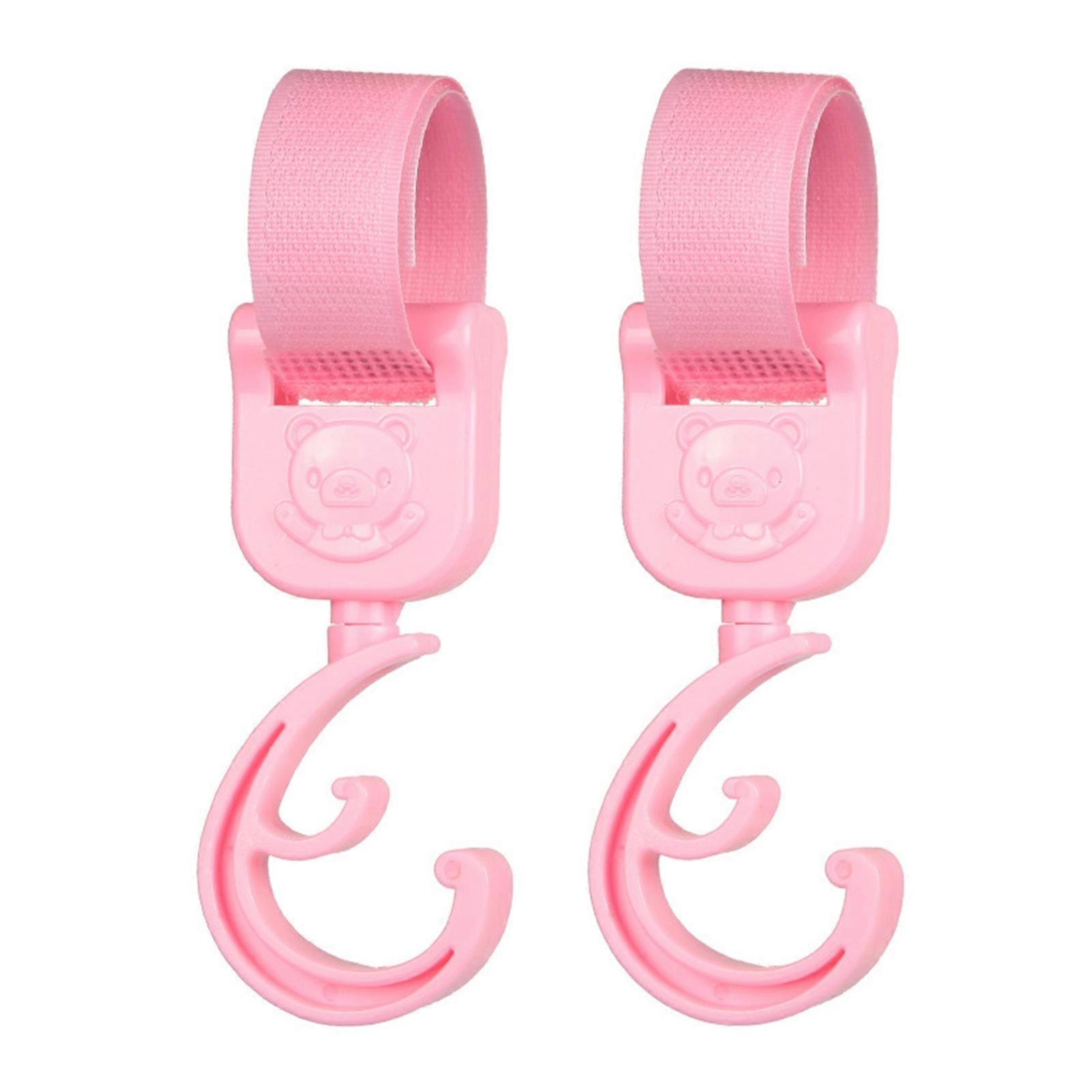2Pcs Baby Stroller Hooks Double Layer Anti-slip Portable Rotating Cartoon Bear Pram Clips for Home