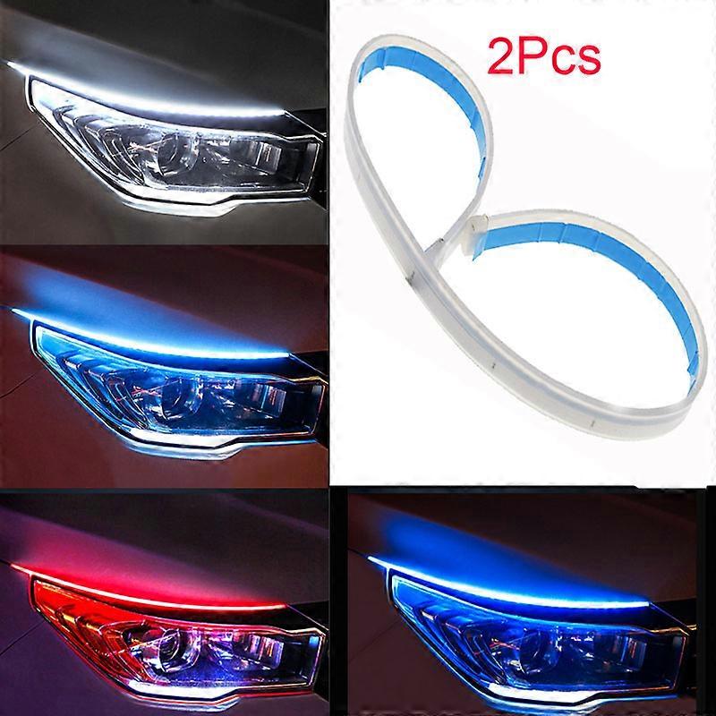 2Pcs LED Car DRL Daytime Running Lights Auto Flowing Turn Signal Guide Thin Strip Lamp Styling Accessories
