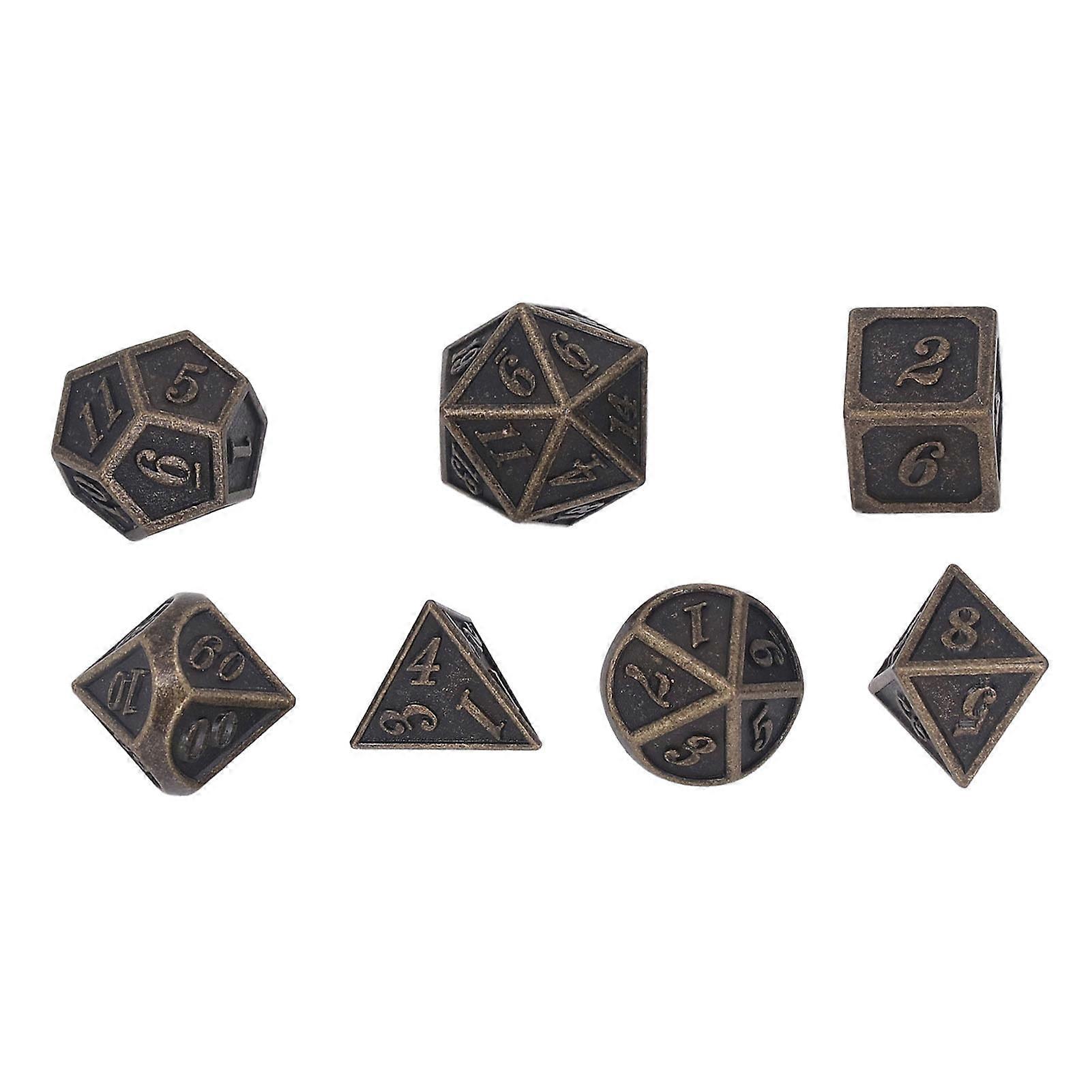 7pcs DND Metal Dice Set Polyhedron Rolling Zinc Alloy Role Playing Dice Set for Table Top Game