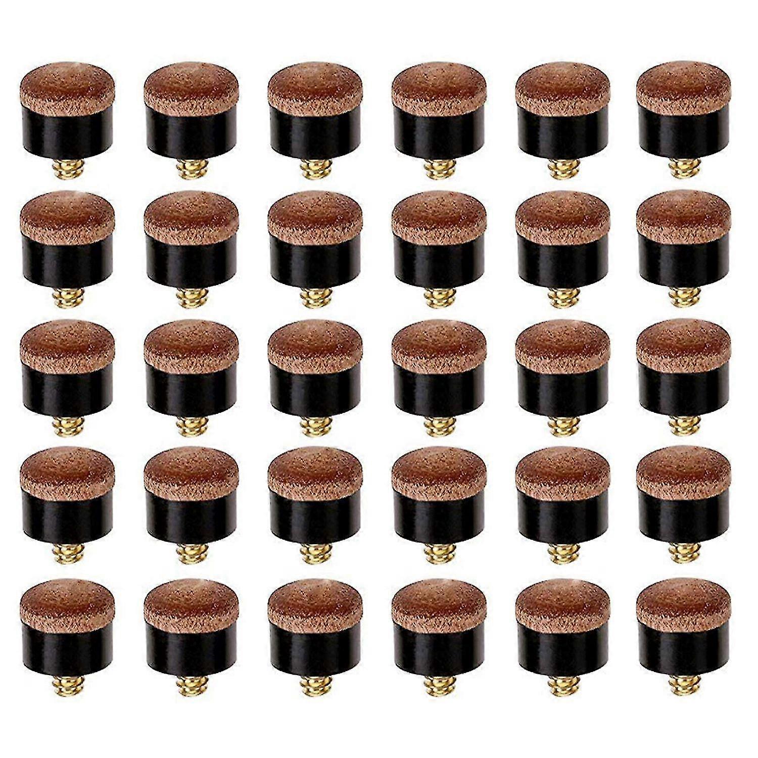 30 Pcs Billiard Pool Cue Stick Screw-on Tips 12mm Replacement Billiard Cue Tips for Pool Cues and Snooker