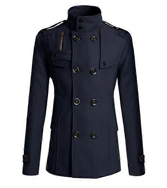 Short Trench Coat for Mens Peacoat Business Office Wear Jacket Winter Warm  Long Coat Double Breasted Casual Overcoat 1PC