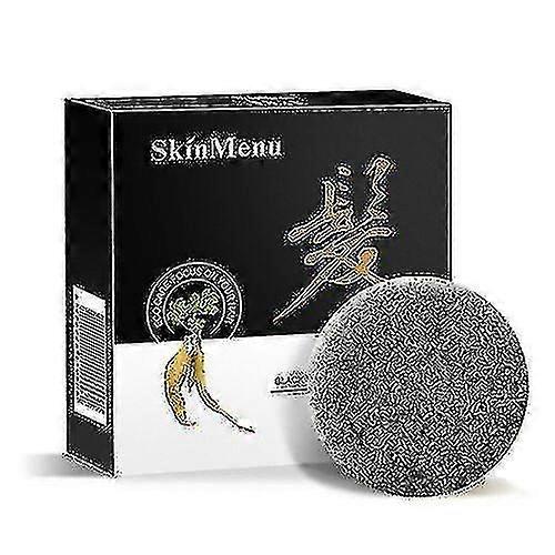 5pcs Cover Grey Bar Shampoo Soap Natural Polygonum Essence Hair Darkening Shampoo +bubbler