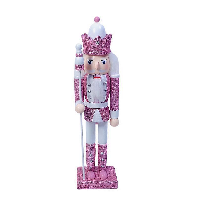 30CM Pink Series Wooden Nutcracker Solider Figurine Puppet Soldier Doll Toy Handcraft Ornament Christmas Home Office Decoration