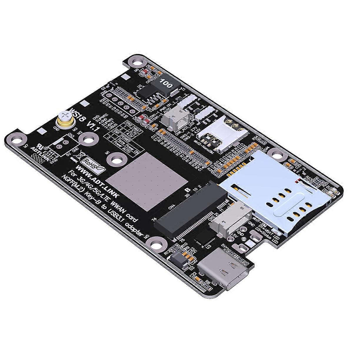 M.2 B-Key WWAN 5G IoT Card Slot to USB Tyep-C 4G LTE 5G Module Adapter Card Support 2230/3042/3052