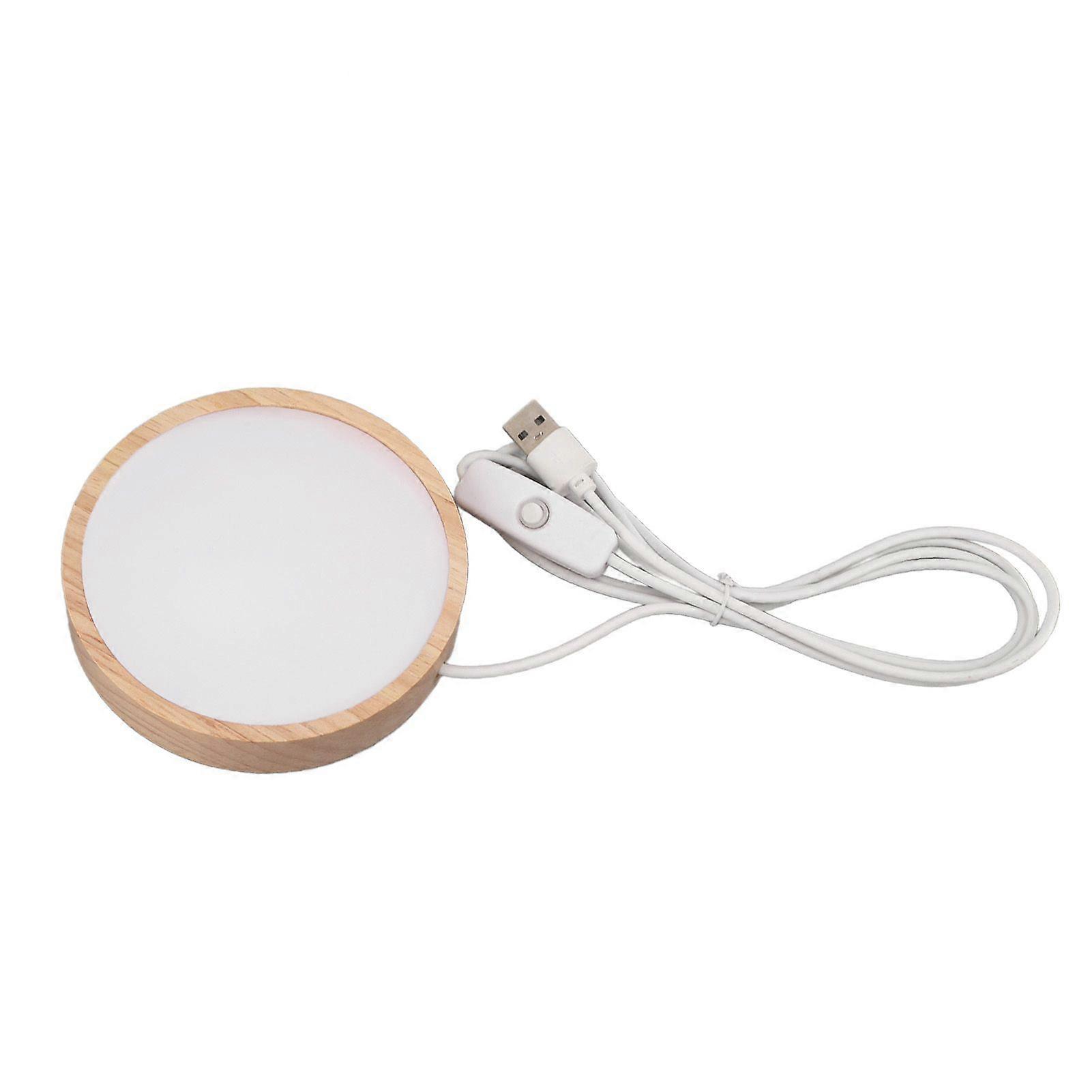 LED Lights Display Base RGB Round Wooden Lighted Base Stand LED Display Stand for Acrylic Glass Resin Art Color Light