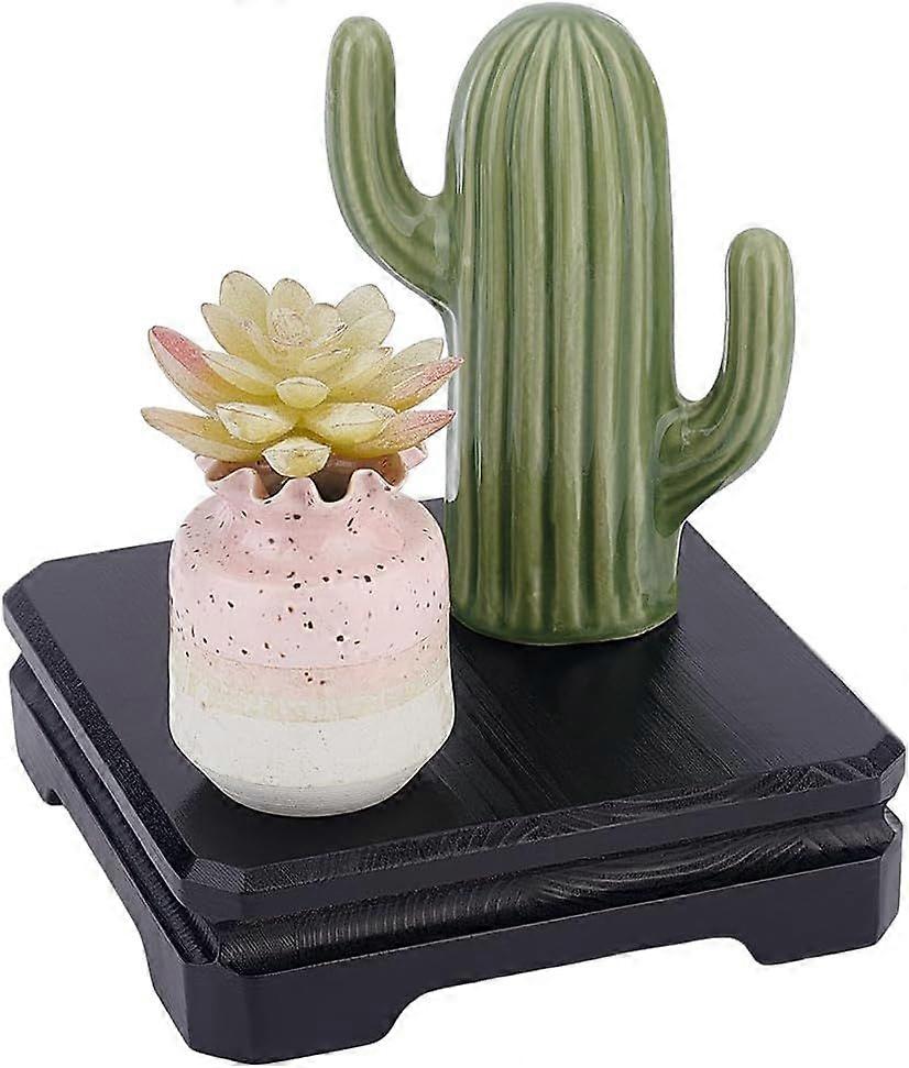 Square Wood Grain Display Base Black Wood Keepsake Display Base Wood Display Riser Wooden Display Stand Vase Fish Tank Tea Set Base Household Crafts P