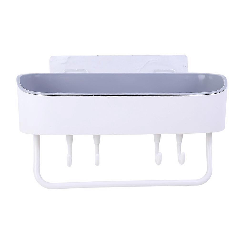 Wall-Mounted Kitchen  Bathroom Storage Rack - Shelf with Hooks