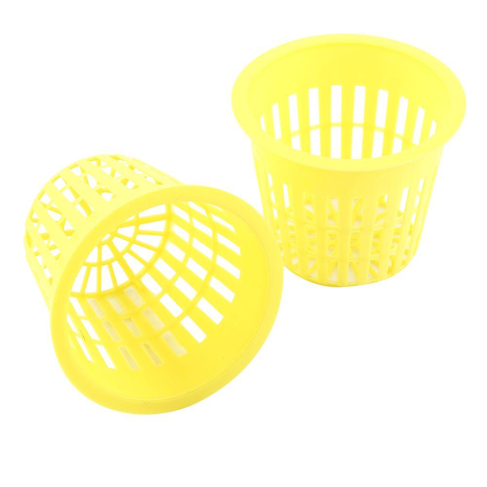 10st Heavy Duty Mesh Pot Net Cup Basket Hydroponisk Växt Klon Trädgårdsskötsel Gul
