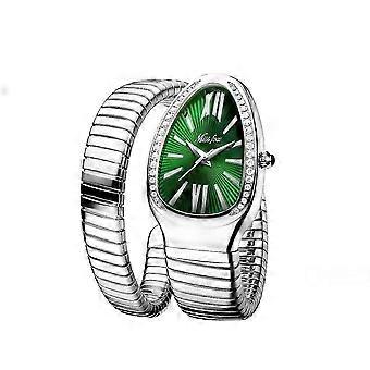 Missfox Damenuhren Schlangenform Armbanduhr für Frauen Stahl Quarz Damenuhr Uhr Relogio Feminino B-1221-SGr