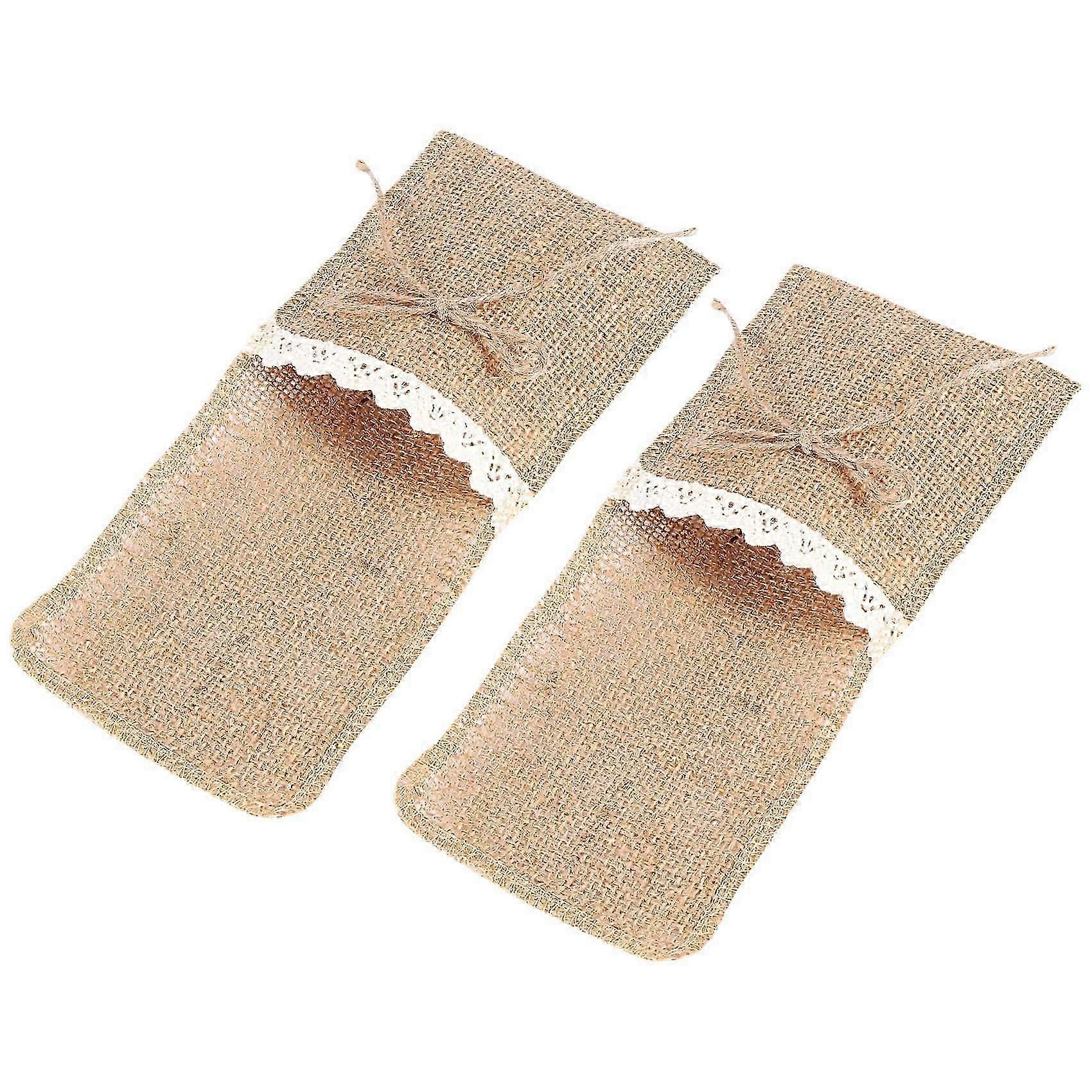 20PCS Burlap Cutlery Pockets for Country Wedding Table Silverware Holder