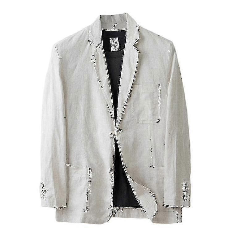 Men"s Linen Blazer Lightweight Jacket Coat Two Button