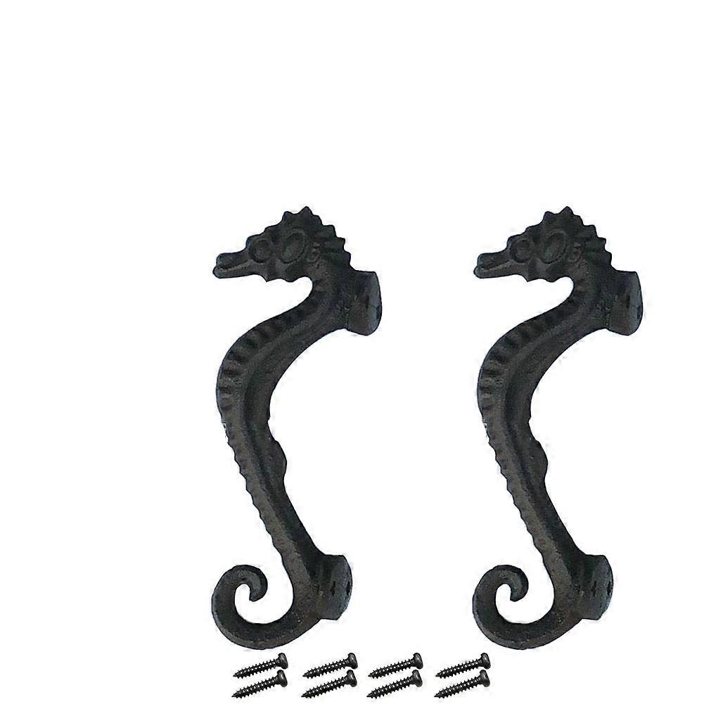 2-Pack Seahorse Drawer Handles - Decorative Double-Hole Pull Knobs for Cupboards and Dressers, Vintage Style, Bronze Finish